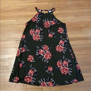 Floral cotton shift dress with pockets